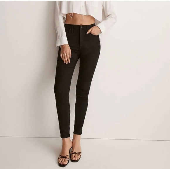 Madewell 10" High Rise Skinny Jeans Black Stretch Denim Sz 24 - Picture 3 of 11